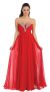 Strapless Rhinestone Bust Long Formal Prom Dress in Red